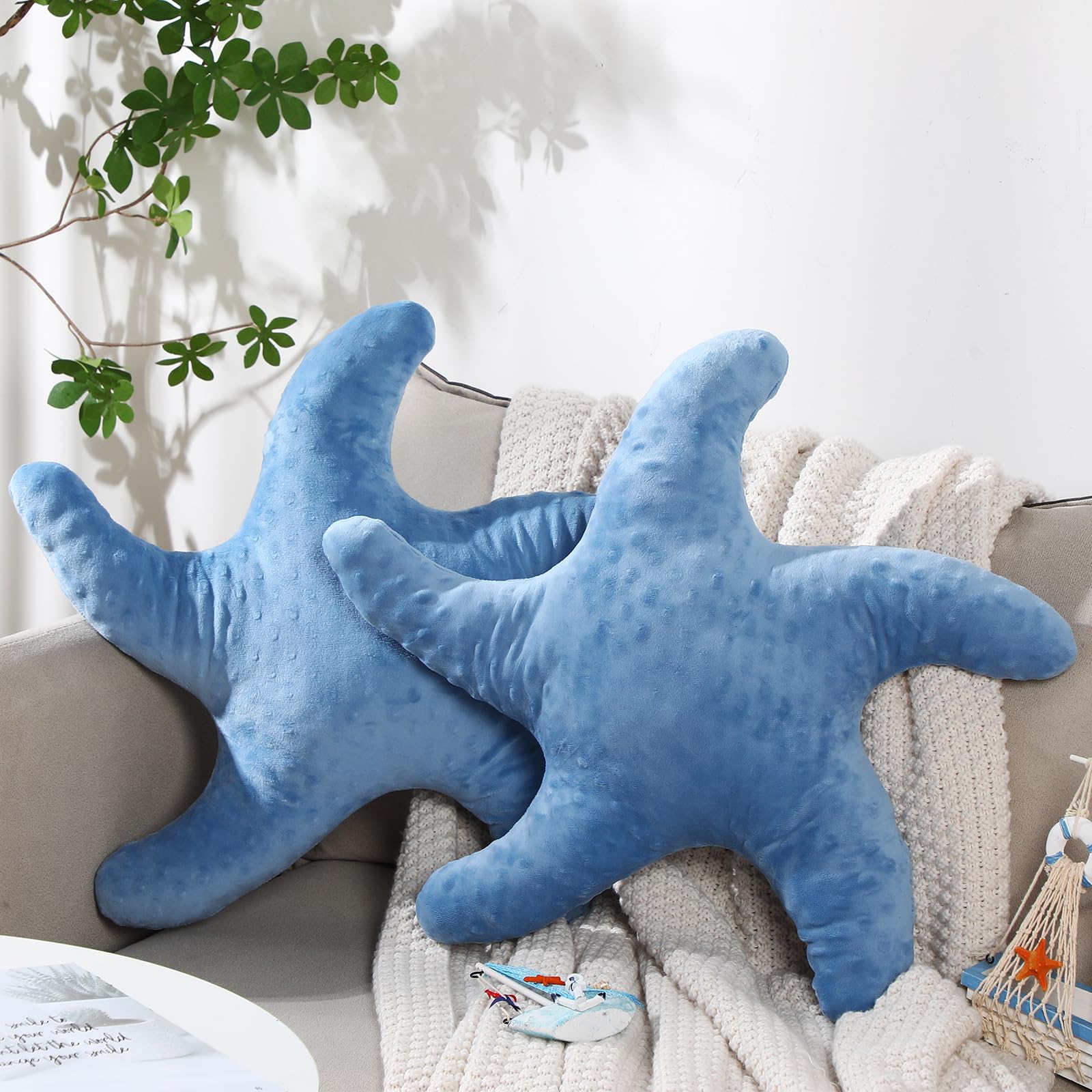 Fumete Starfish Pillows Beach Coastal Room Decor Ocean Themed Pillows Star Shaped Throw Pillows 20'' Cute Pillows Starfish Stuff